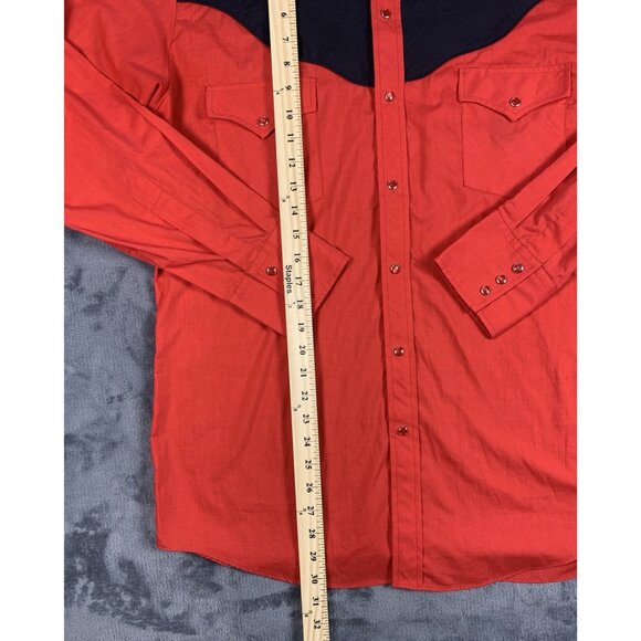 Ely Diamond Western Shirt Mens Large Red Black Pearl Snap Embroidered Aztec - Picture 6 of 6